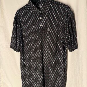 Rhoback Black Polo Shirt with Pineapple Print